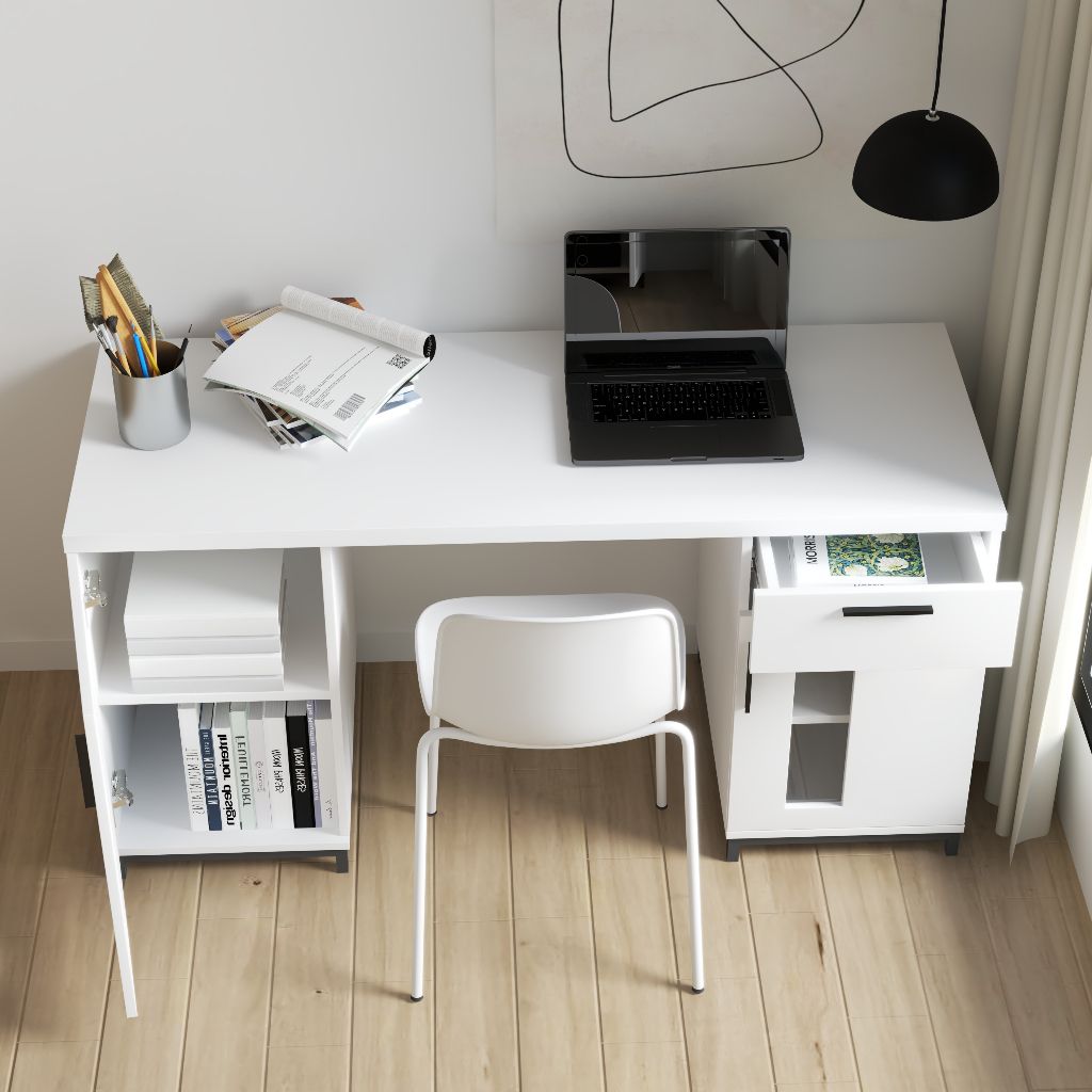 HAPPY FURNITURE , Bàn làm việc chân sắt - LOUIS , BAN_034 , 150cm x 60cm x 75cm