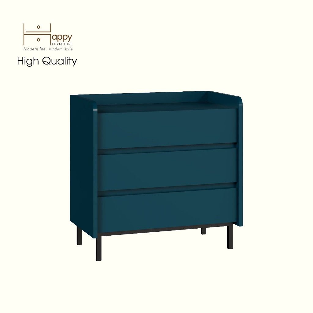 HAPPY FURNITURE , Tủ lưu trữ 3 ngăn kéo chân sắt - LAVIA , THK_154 , 66cm x 40cm x 66cm