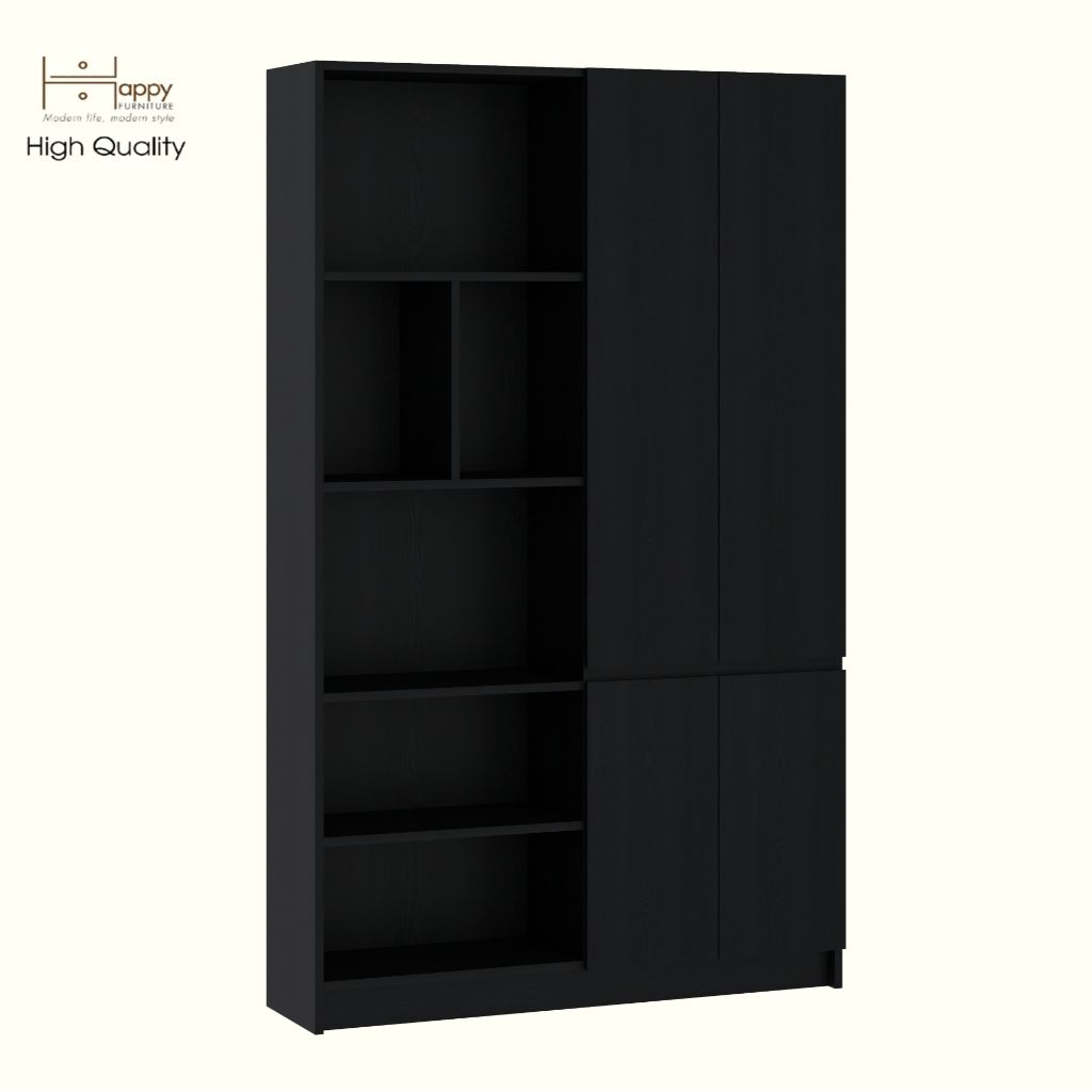 HAPPY FURNITURE , Kệ sách 4 cửa mở - CATY, KSA_085 , 110cm x 28cm x 180cm DxRxC