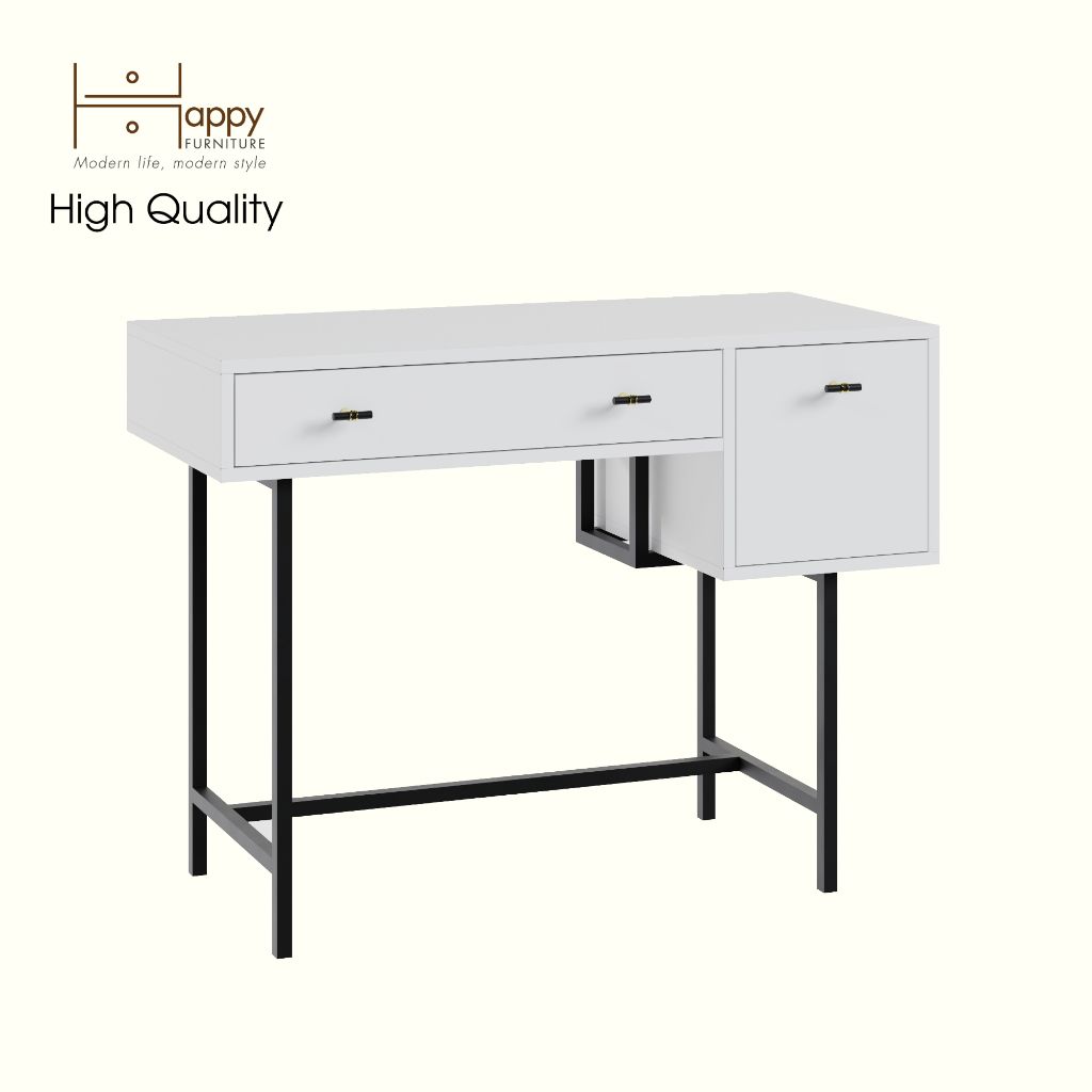 HAPPY FURNITURE , Bàn làm việc 2 ngăn chân sắt - BECKY , 100cm x 45cm x 75cm ( DxRxC), BAN_006