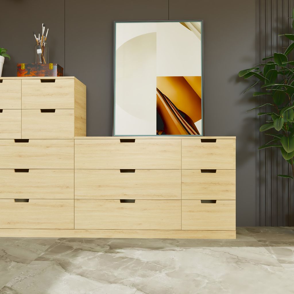 HAPPY FURNITURE , Tủ đựng đồ 6 ngăn kéo - SCANDINA , THK_104 , 120cm x 47cm x 76cm
