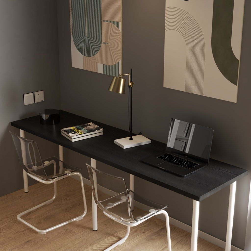 HAPPY FURNITURE , Bàn làm việc 6 chân sắt - LIDA , BAN_017 BAN_018 BAN_019 , 60x73cm , sâu x cao