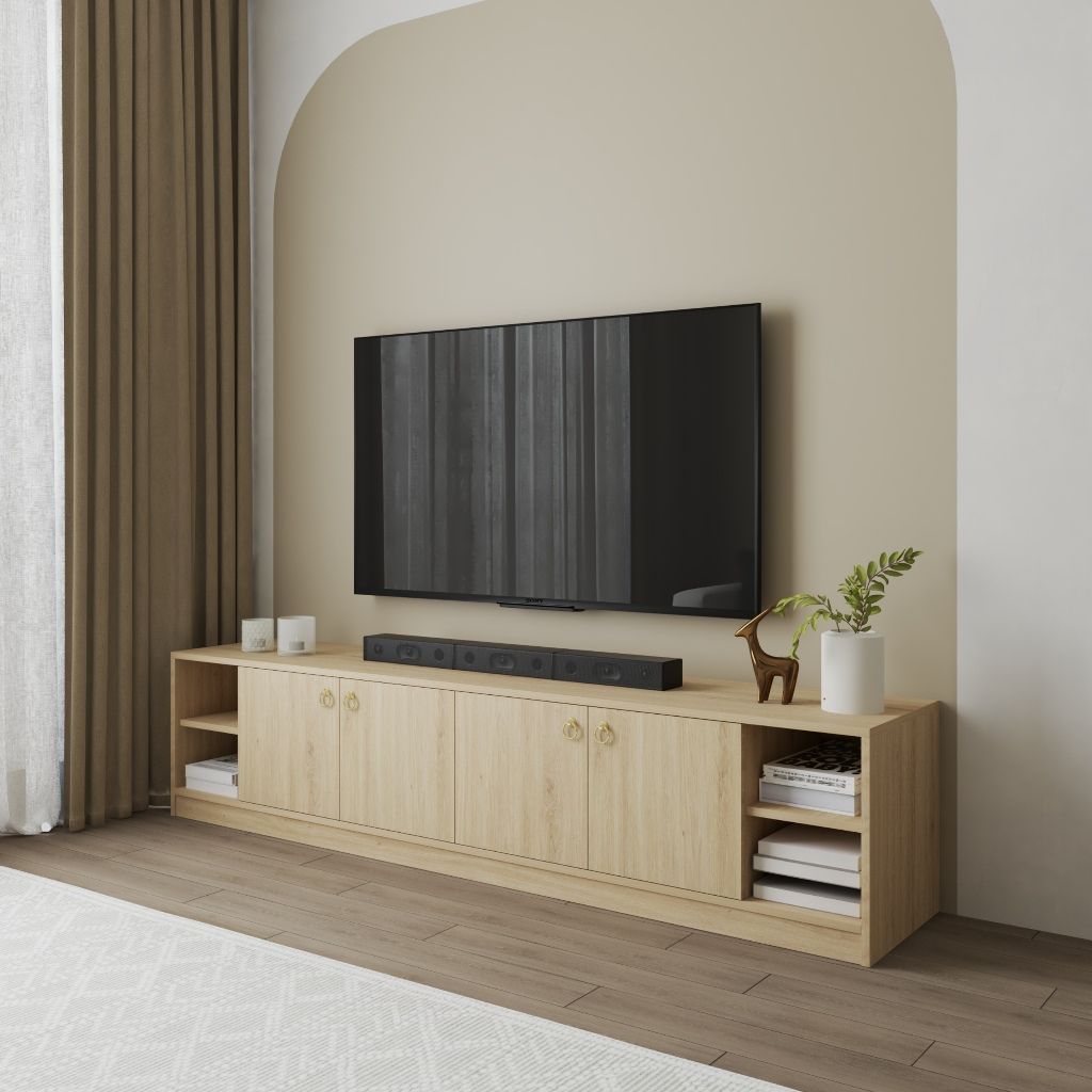 HAPPY FURNITURE , Kệ TV 4 cửa mở - MERI , KTV_089 , 200cm x 40cm x 45cm DxRxC
