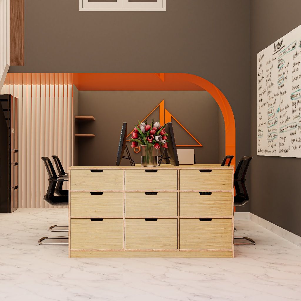 HAPPY FURNITURE , Gỗ tự nhiên , Tủ lưu trữ 9 ngăn kéo gỗ Plywood - AIDAN , THK_196 , 150cm x 32cm x 82cm DxRxC