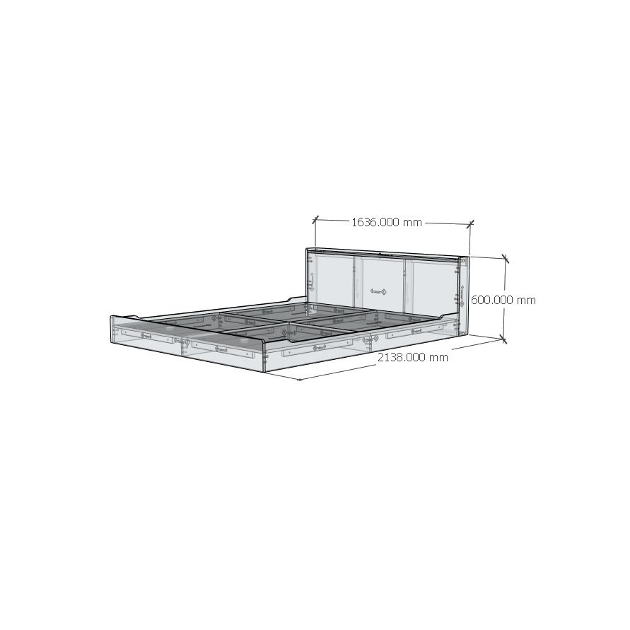 HAPPY FURNITURE , Gỗ tự nhiên , Giường ngủ bệt - GAMZE , GNG_186 GNG_187 GNG_188 GNG_189 , 214cm x 20cm, Dài x cao