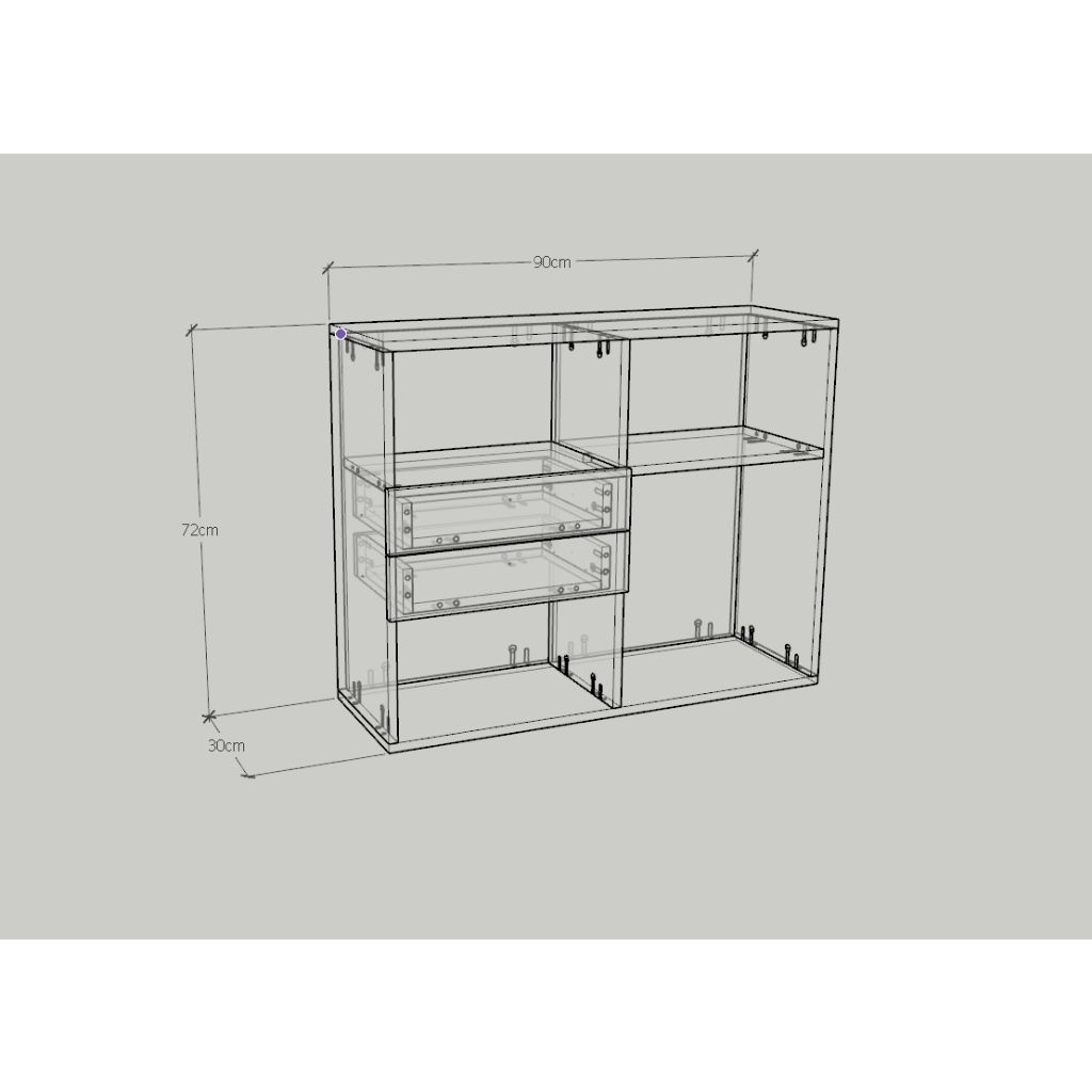 HAPPY FURNITURE , Tủ trang trí 2 hộc kéo - WESLEY , THK_047 , 90cm x 30cm x 72cm