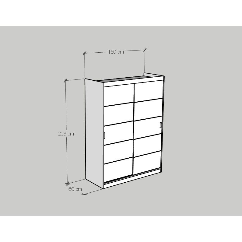 HAPPY FURNITURE , Tủ treo quần áo 1m5x2m - RUNI , TCL_004 , 150cm x 60cm x 203cm