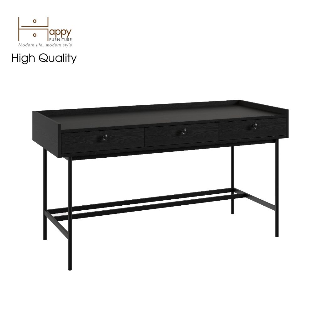 HAPPY FURNITURE , Bàn làm việc 3 ngăn chân sắt - KINA , BAN_041 , 140cm x 55cm x 75cm