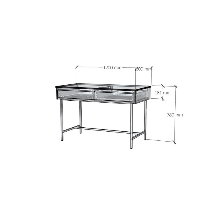 HAPPY FURNITURE , Gỗ tự nhiên , Bàn làm việc 2 ngăn kéo - GALI , BAN_095 , 120cm x 60cm x 78cm
