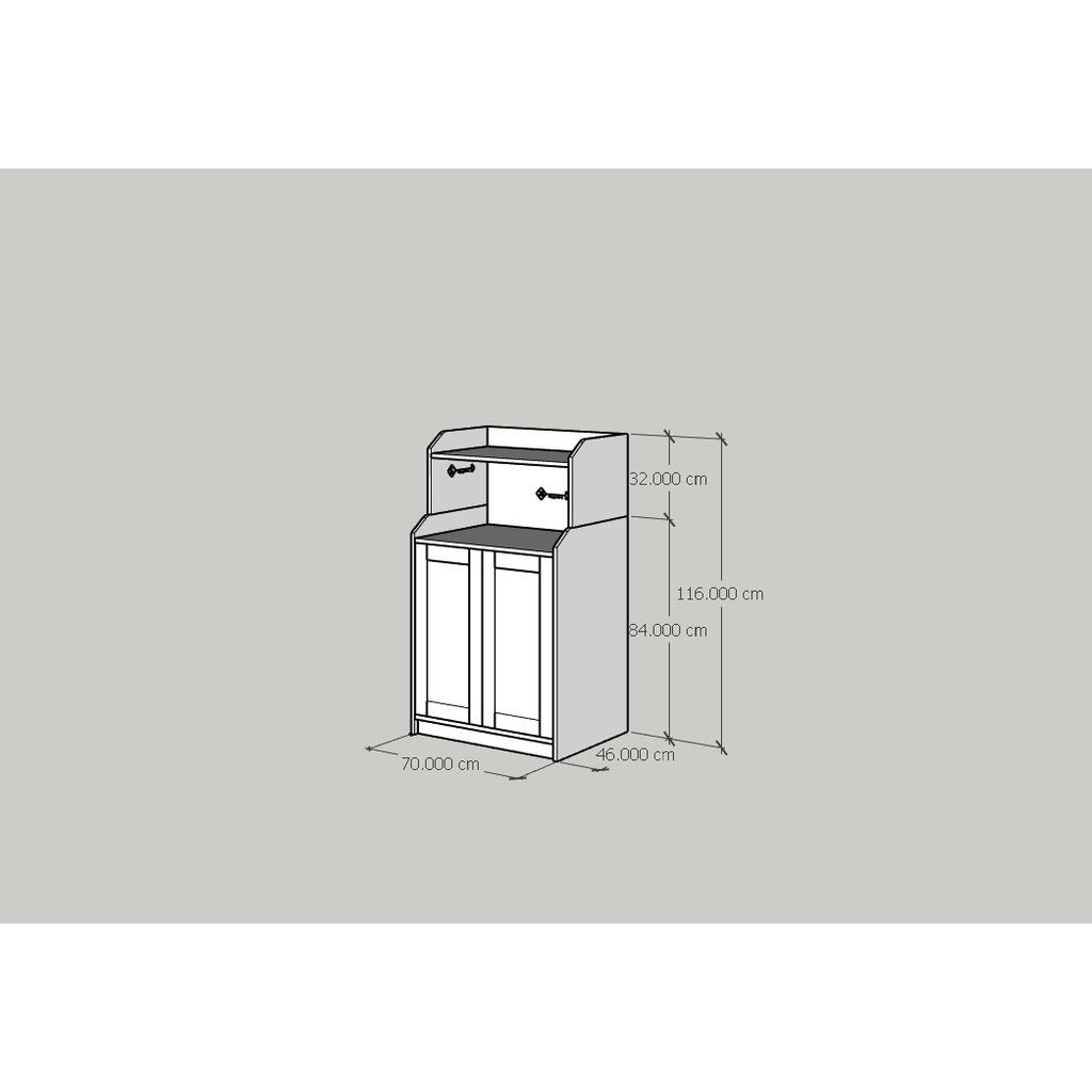 HAPPY FURNITURE , Tủ cửa mở 3 ngăn đựng đồ - CANA , TCM_001 , 70cm x 46cm x 116cm