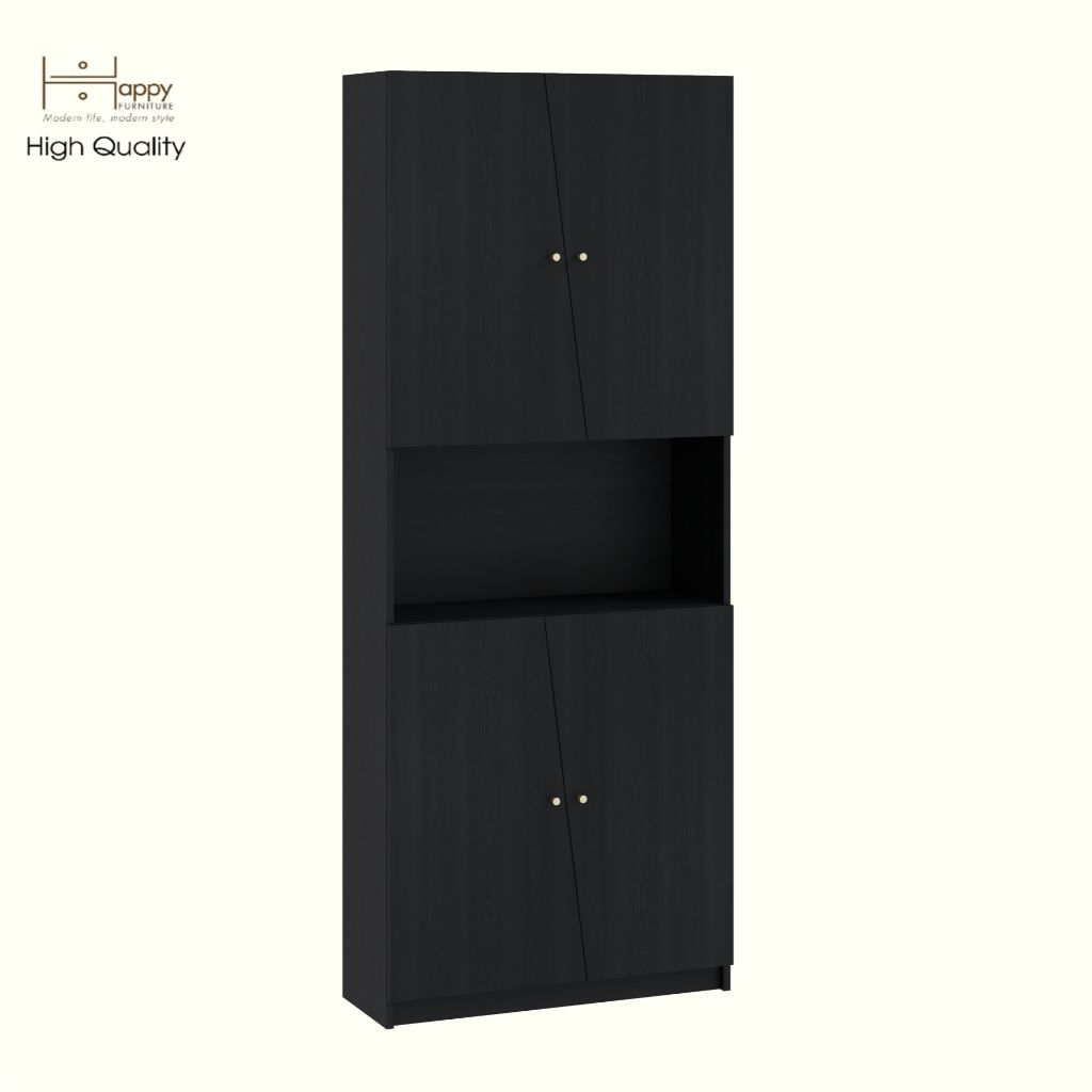 HAPPY FURNITURE , Kệ sách cửa kính 2 ngăn kéo - DALEY , KSA_108 , 80cm x 30cm x 200cm DxRxC
