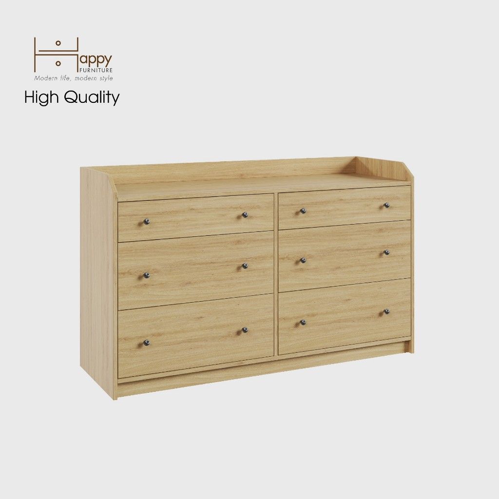 HAPPY FURNITURE , Tủ 3 tầng 6 ngăn kéo - CANA , THK_009 , 138cm x 46cm x 84cm