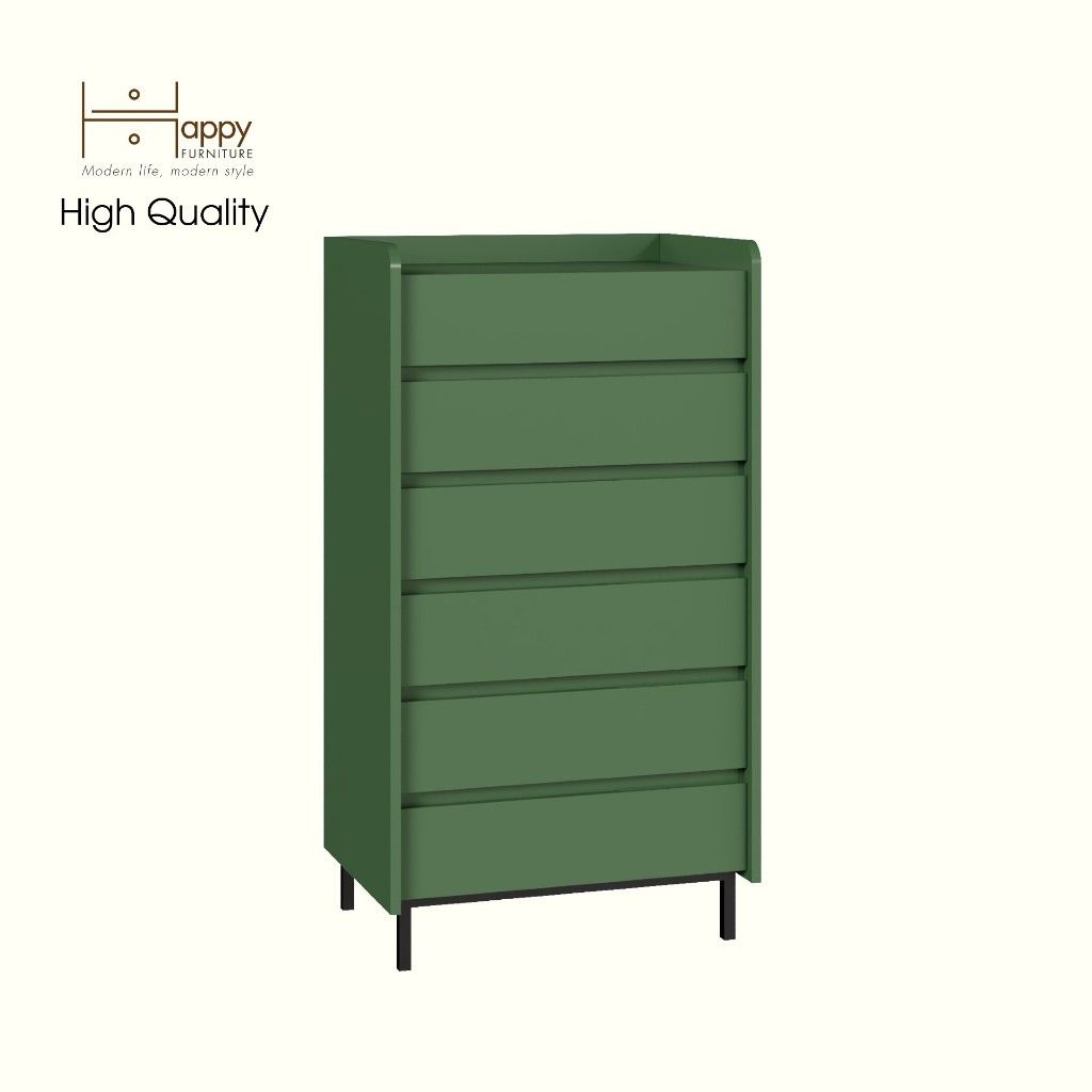 HAPPY FURNITURE , Tủ lưu trữ 6 ngăn kéo chân sắt - LAVIA , THK_155 , 63cm x 45cm x 116cm