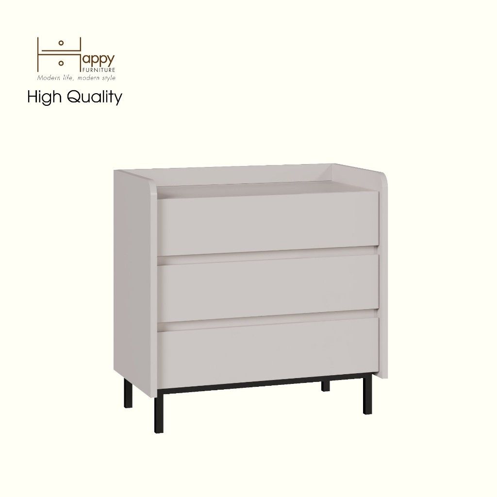 HAPPY FURNITURE , Tủ lưu trữ 3 ngăn kéo chân sắt - LAVIA , THK_154 , 66cm x 40cm x 66cm
