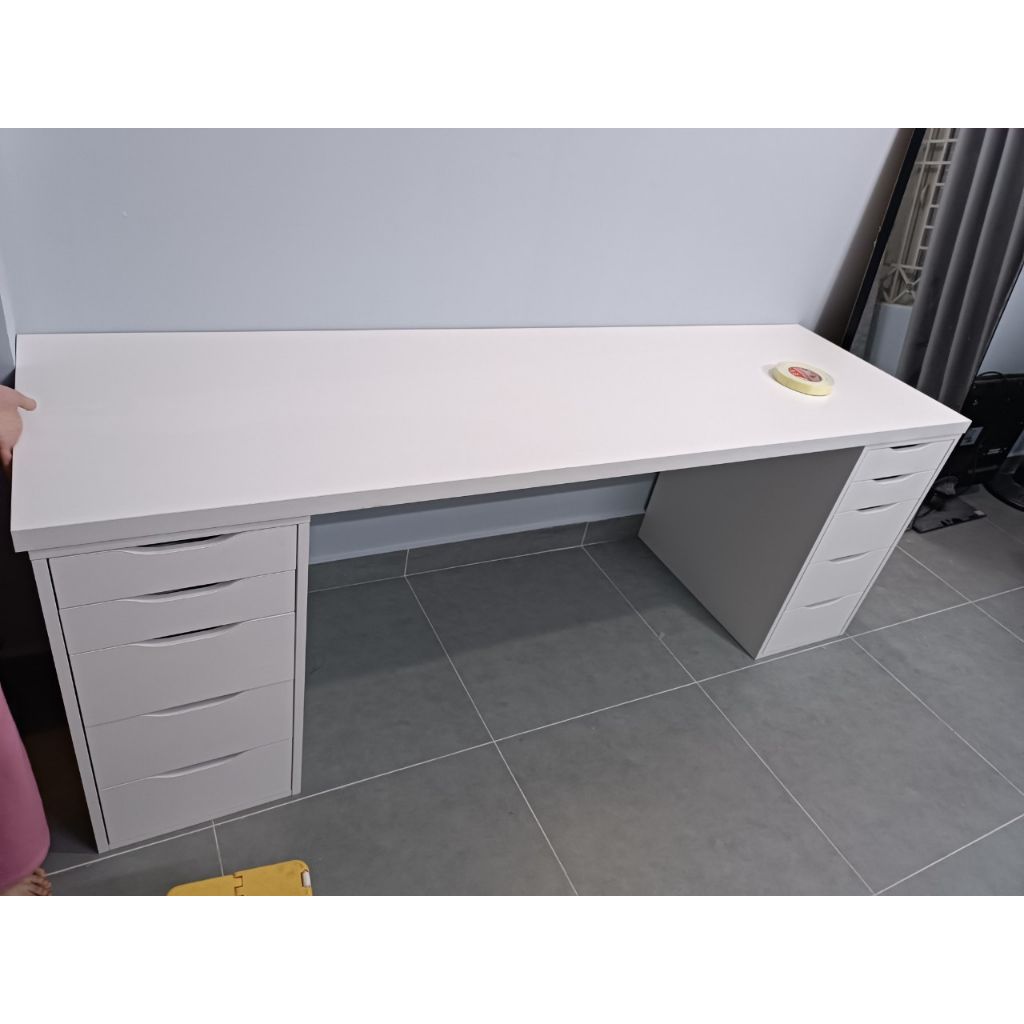 HAPPY FURNITURE , Bàn làm việc 2 bên ngăn tủ - LIDA , BAN_028 BAN_024