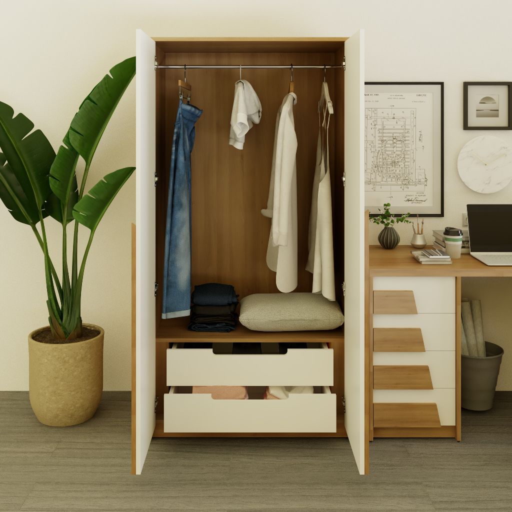 HAPPY FURNITURE , Tủ quần áo 2 cánh mở - PONIX , TCM_113 , 90cm x 54cm x 176cm