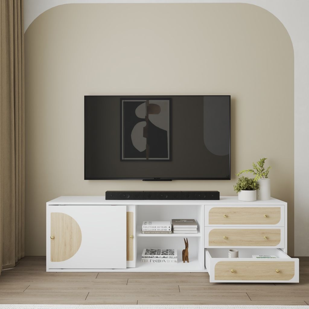 HAPPY FURNITURE , Kệ TV 2 cánh lùa - BANA , KTV_032 , 180cm x 40cm x 52cm