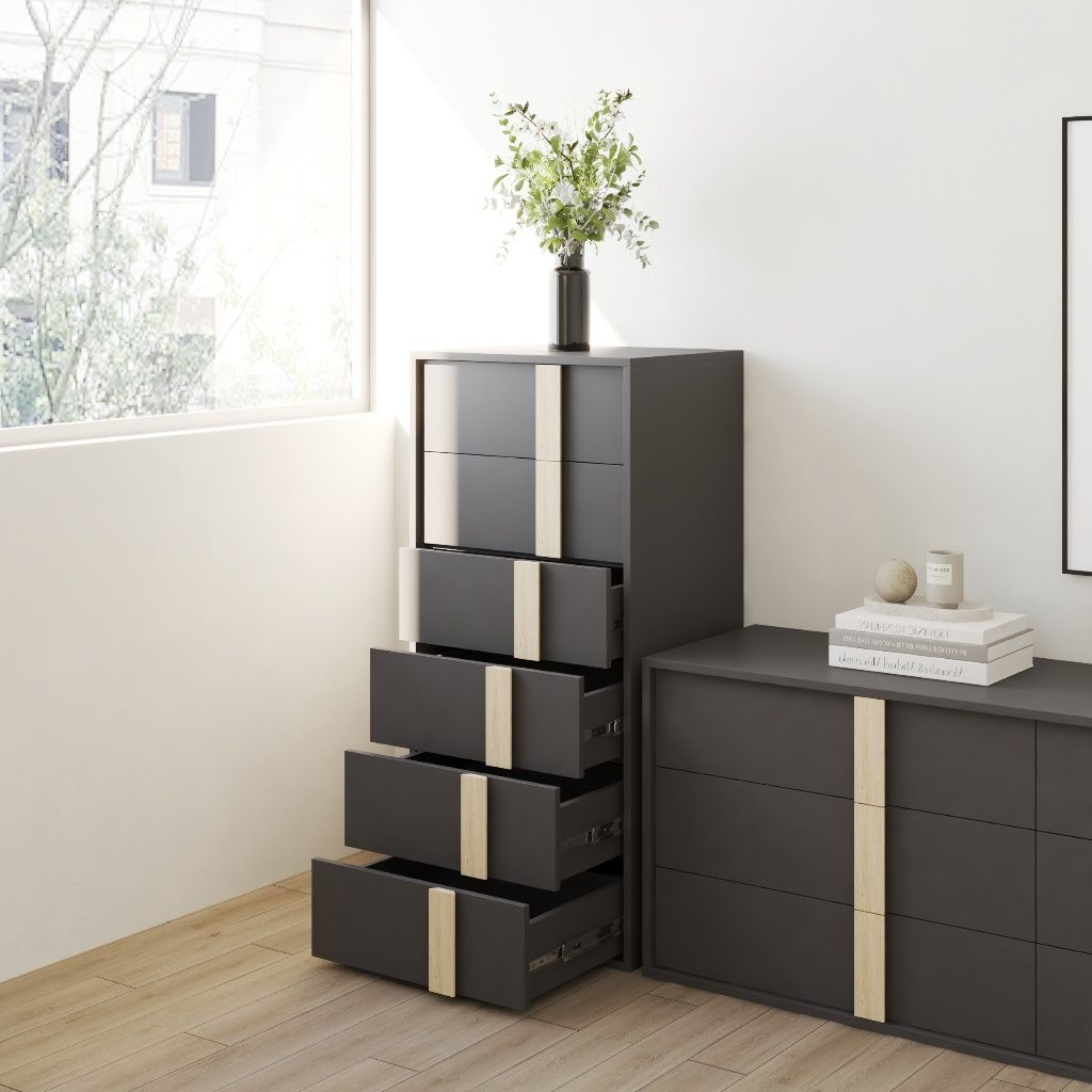 HAPPY FURNITURE , Tủ lưu trữ 6 ngăn kéo - SPACE, THK_285 , 56cm x 45cm x 121cm DxRxC