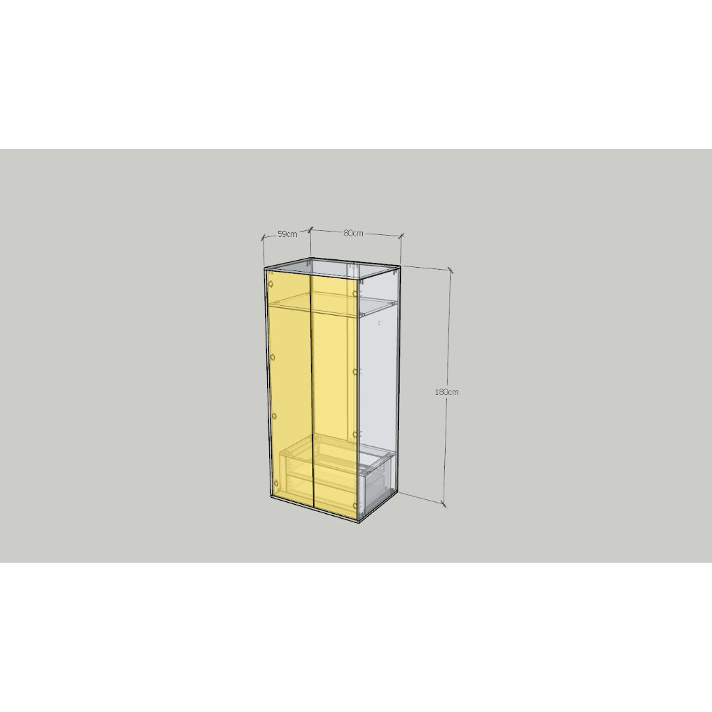 HAPPY FURNITURE , Tủ quần áo 2 cửa mở - LIVIK, TCM_235 , 80cm x 59cm x 180cm DxRxC