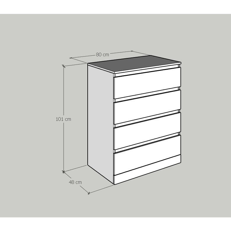 HAPPY FURNITURE , Tủ 4 ngăn kéo - DOOBIE , THK_005 , 80cm x 48cm x 101cm