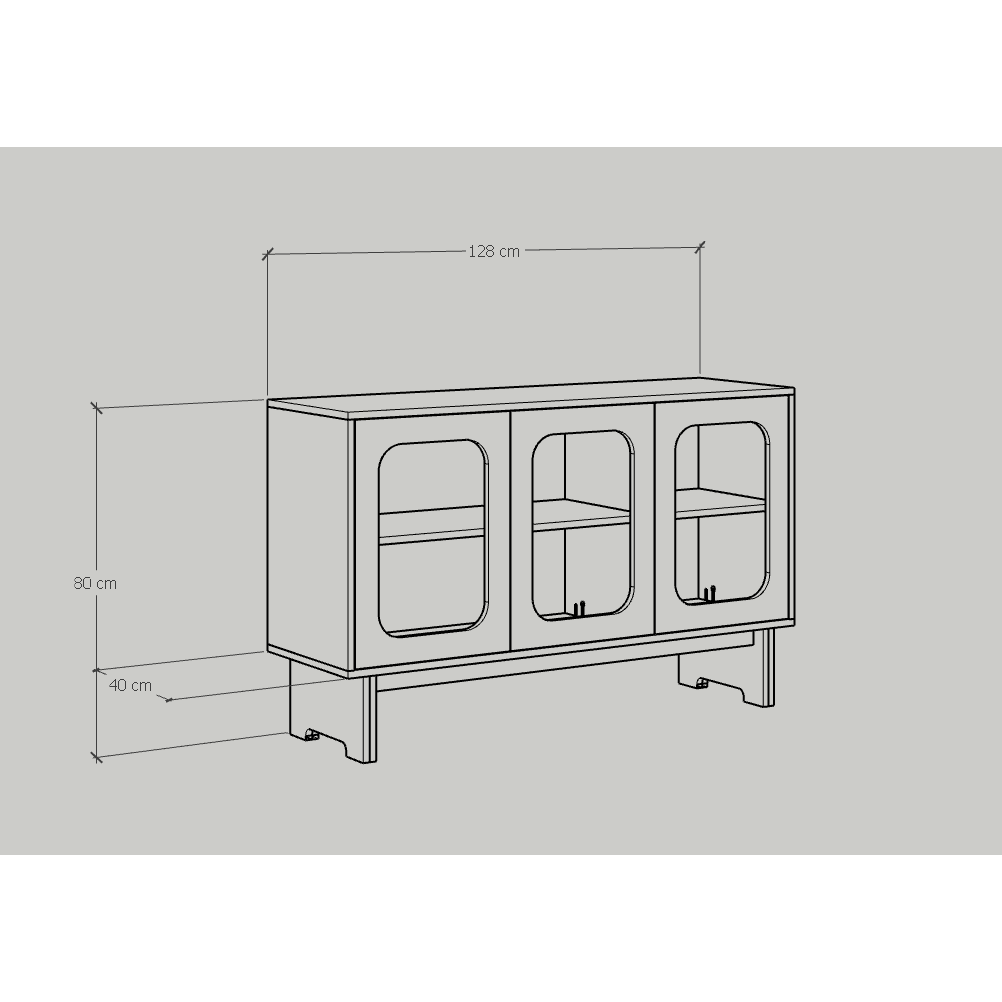 HAPPY FURNITURE , Tủ lưu trữ 3 cánh mây - MEYDAN , TCM_054 , 128cm x 40cm x 80cm