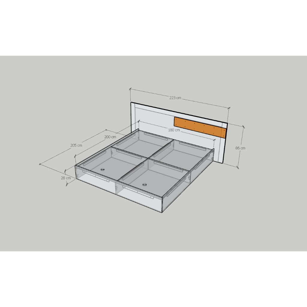 HAPPY FURNITURE , Giườngngủ - SPACE , GNG_242 GNG_243 GNG_244 GNG_245 , 205cm x 28cm DxC