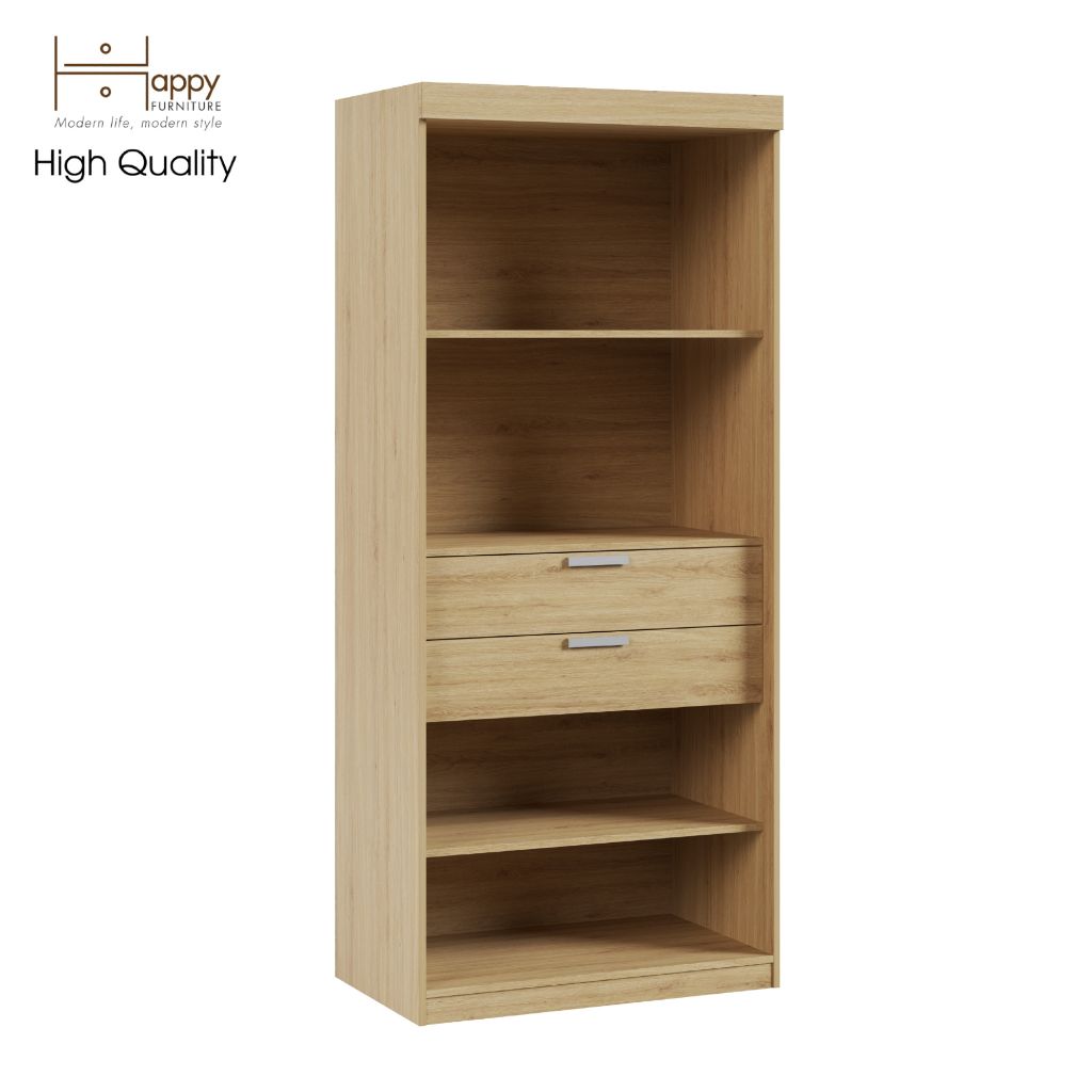 HAPPY FURNITURE , kệ sách 6 tầng 2 ngăn kéo - CATY , KSA_005 , 90cm x 55cm x 207cm