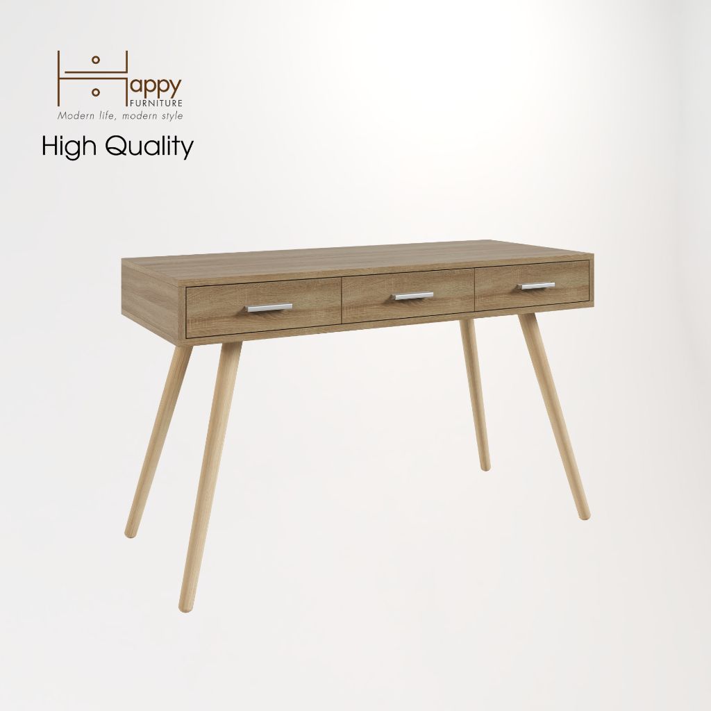 HAPPY FURNITURE , Bàn làm việc 3 ngăn chân gỗ chéo - OSRI , BAN_003 , 120cm x 50cm x 75cm