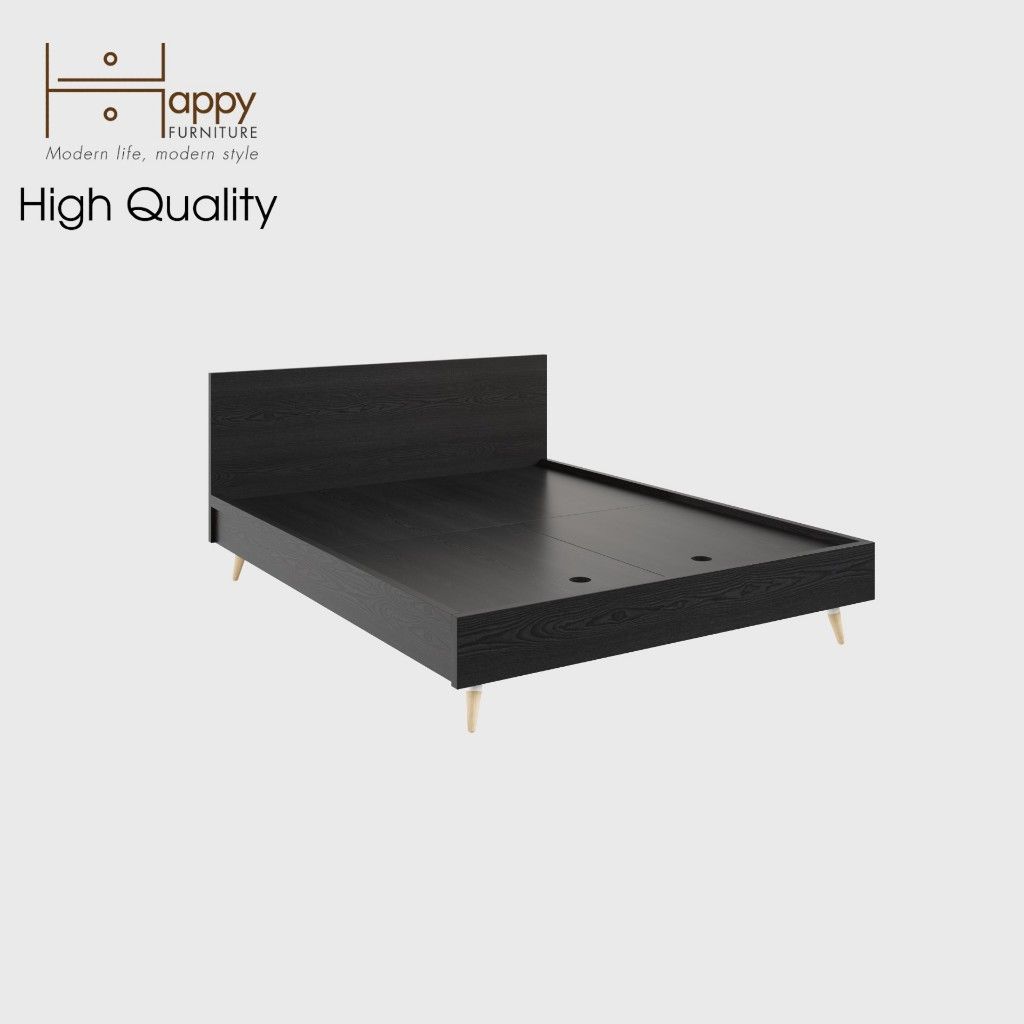 HAPPY FURNITURE , Giường ngủ chân gỗ chéo - OSRI , GNG_025 GNG_026 GNG_027 GNG_068 , 207x35cm , dài x cao