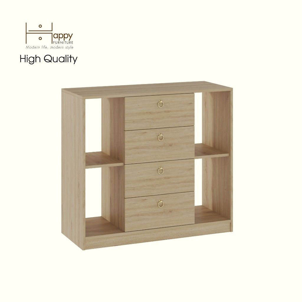 HAPPY FURNITURE , Tủ lưu trữ 4 ngăn kéo - MERI , THK_297 , 100cm x 40cm x 90cm DxRxC