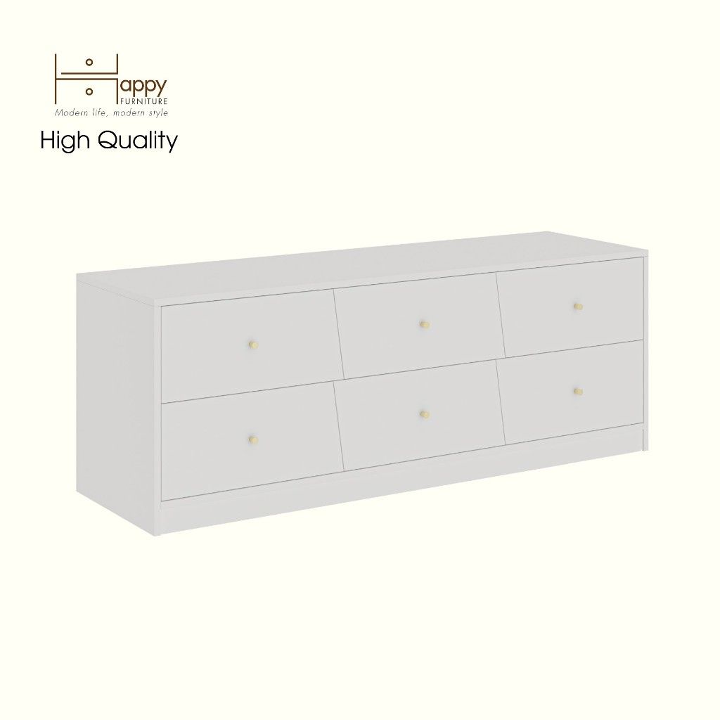 HAPPY FURNITURE , Tủ lưu trữ 6 ngăn kéo - DALEY ,THK_346 , 149cm x 45cm x 55cm DxRxC