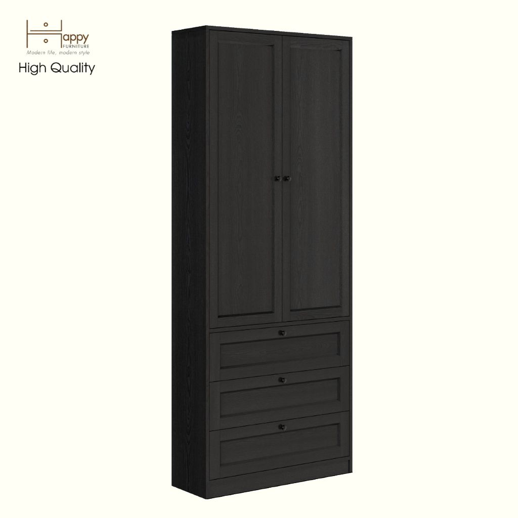 HAPPY FURNITURE , MATTA - Kệ sách 6 tầng 3 ngăn kéo 2 cửa mở , KSA_069 , 80cm x 28cm x 200cm DxRxC