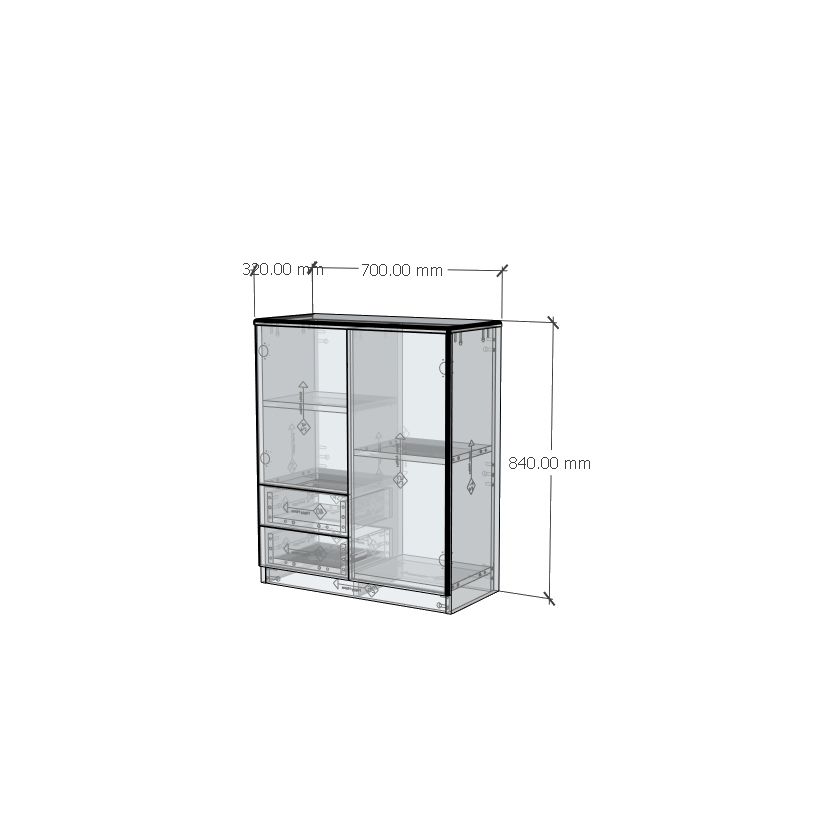 HAPPY FURNITURE , Gỗ tự nhiên , Tủ lưu trữ 2 ngăn kéo - YANNA , TLT_015_TRM , 70cm x 32cm x 84cm