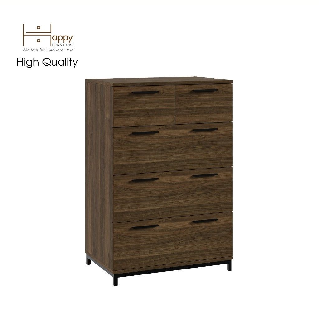 HAPPY FURNITURE , Tủ lưu trữ 5 ngăn kéo chân sắt - LOUIS , THK_062 , 68cm x 45cm x 102cm