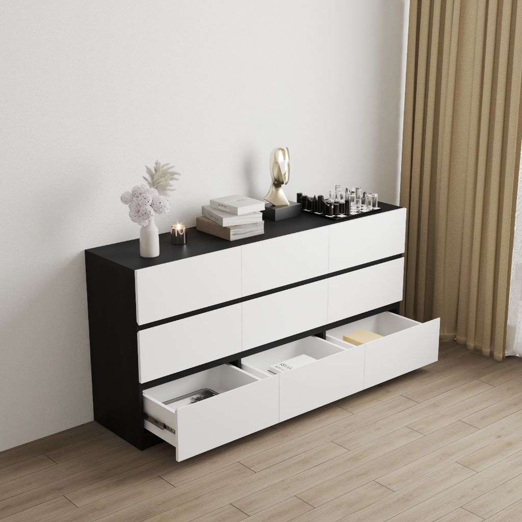 HAPPY FURNITURE , Tủ lưu trữ 9 ngăn kéo - KALA, THK_288, 160cm x 40cm x 80cm DxRxC