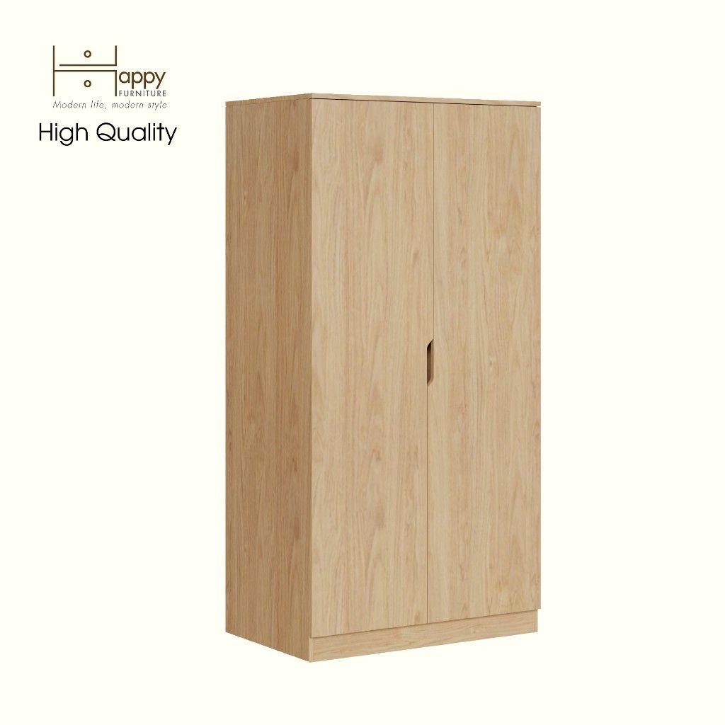 HAPPY FURNITURE , Tủ quần áo 2 cửa mở 2 ngăn kéo - DASH , TCM_022 , 90cm x 58cm x 180cm