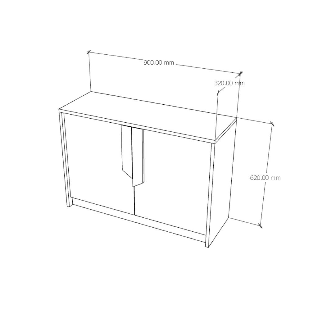 HAPPY FURNITURE , Tủ lưu trữ 2 cánh mở - PONIX , TCM_111 , 90cm x 32cm x 62cm