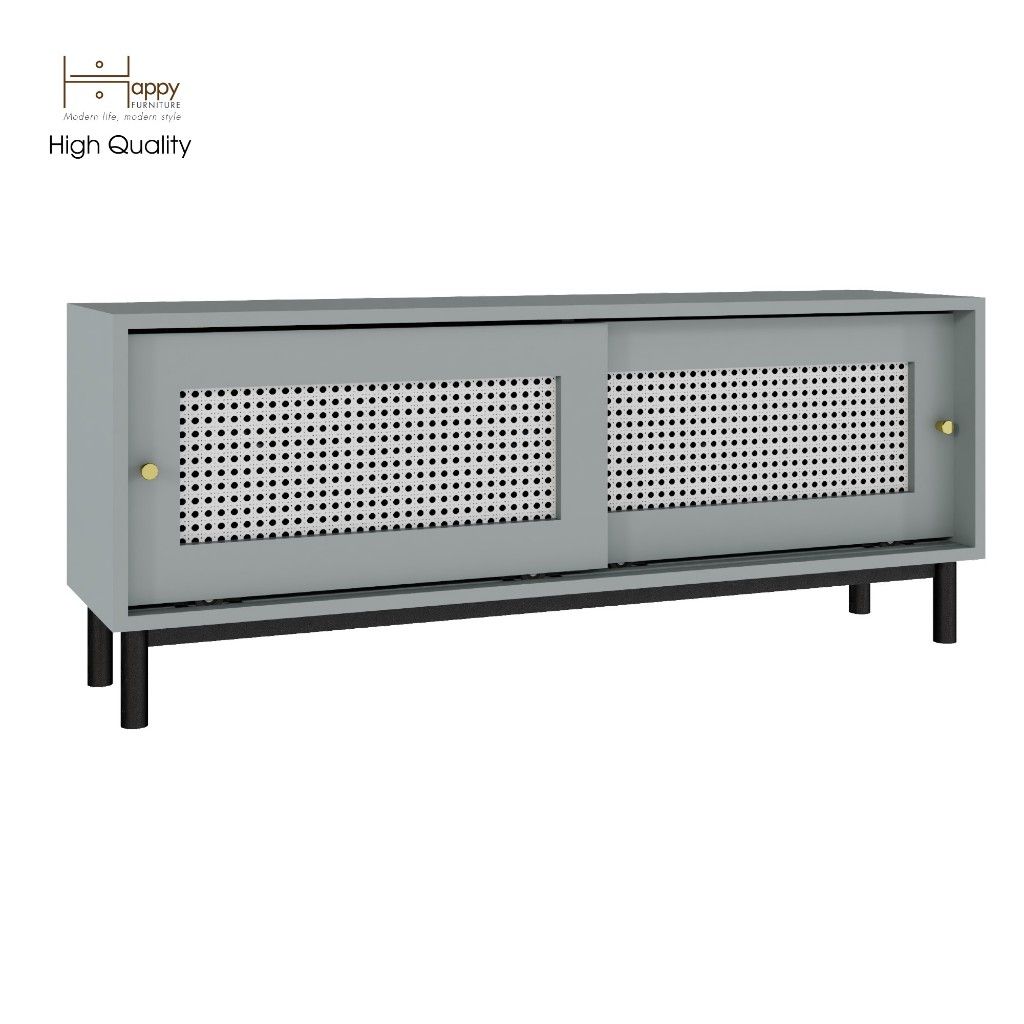 HAPPY FURNITURE , Tủ lưu trữ 2 cánh lùa chân sắt - ROTAN , TCL_031 , 120x30x48cm