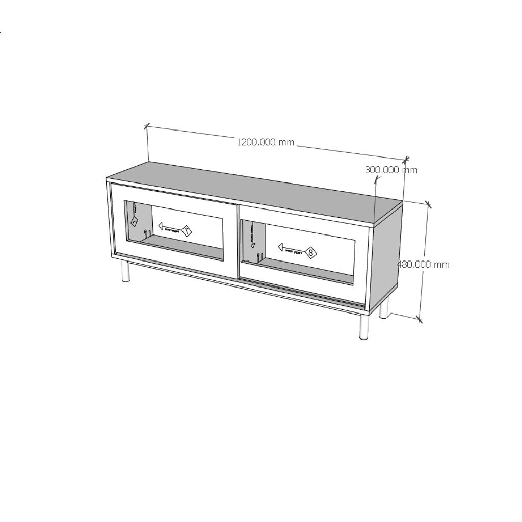 HAPPY FURNITURE , Tủ lưu trữ 2 cánh lùa chân sắt - ROTAN , TCL_031 , 120x30x48cm