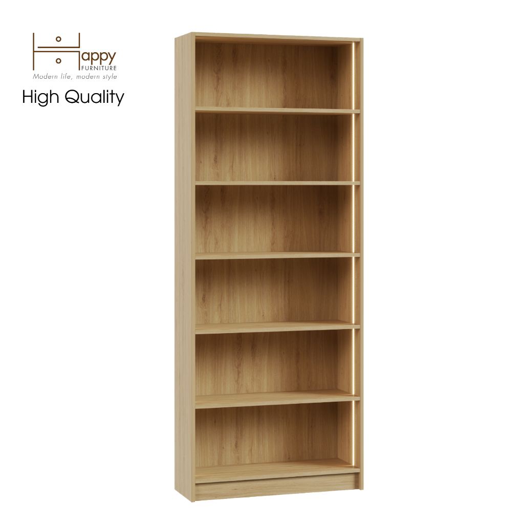 HAPPY FURNITURE , kệ sách 6 tầng tích hợp đèn LED - CATY , KSA_006_LED , 80cm x 28cm x 202cm