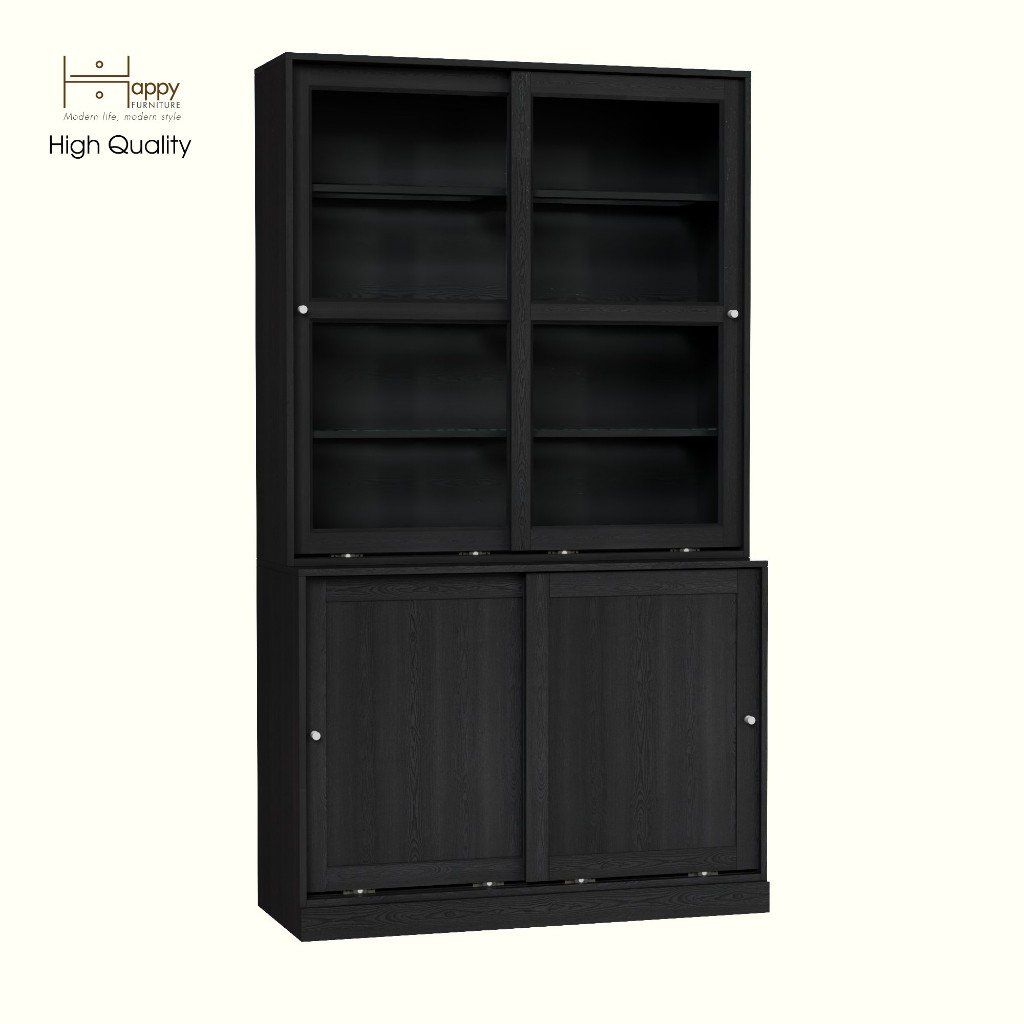 HAPPY FURNITURE, Tủ đựng đồ cửa kính 4 cánh lùa - SCANDINA , TCL_026 , 120cm x 49cm x 213cm