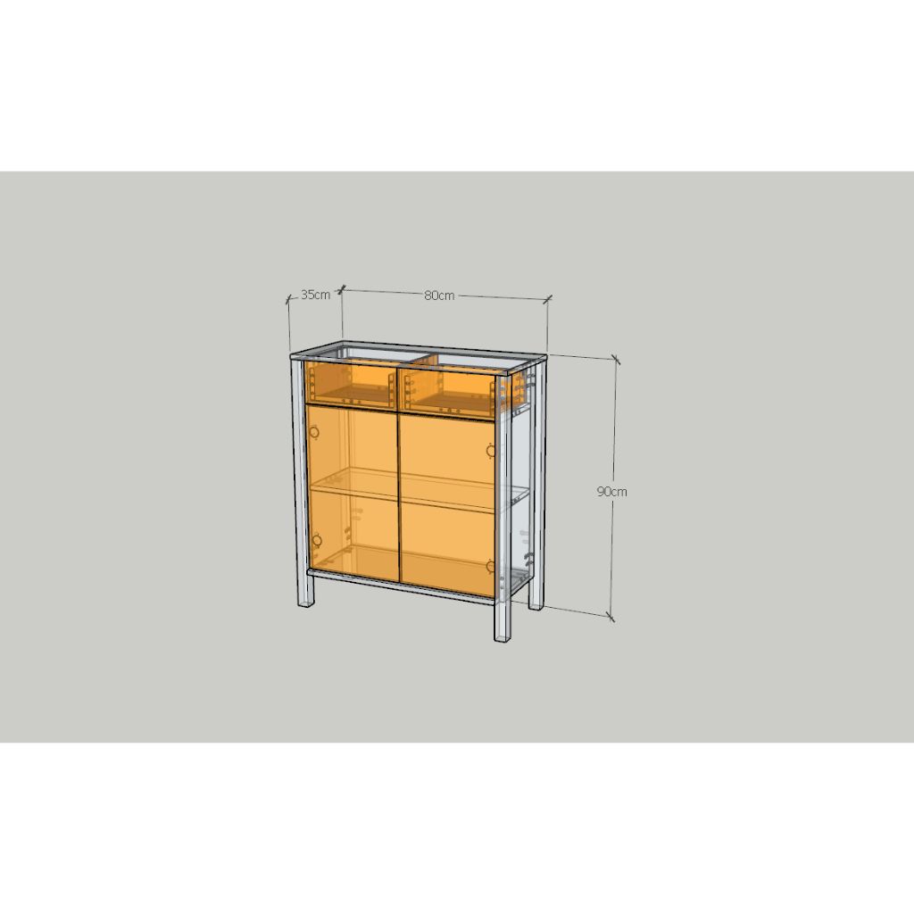HAPPY FURNITURE , Tủ lưu trữ 2 ngăn kéo 2 cửa mở - MOKA, TCM_221 , 80cm x 35cm x 90cm DxRxC
