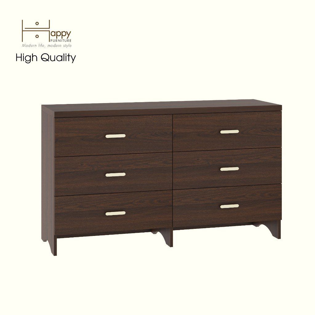 HAPPY FURNITURE , Tủ lưu trữ 6 ngăn kéo - CHEVY, THK_265 , 140cm x 45cm x 82cm DxRxC