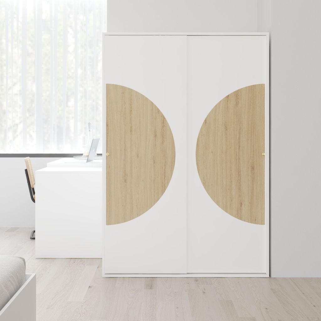HAPPY FURNITURE , Tủ quần áo 2 cánh lùa - BANA , TCL_029 , 120cm x 59cm x 176cm
