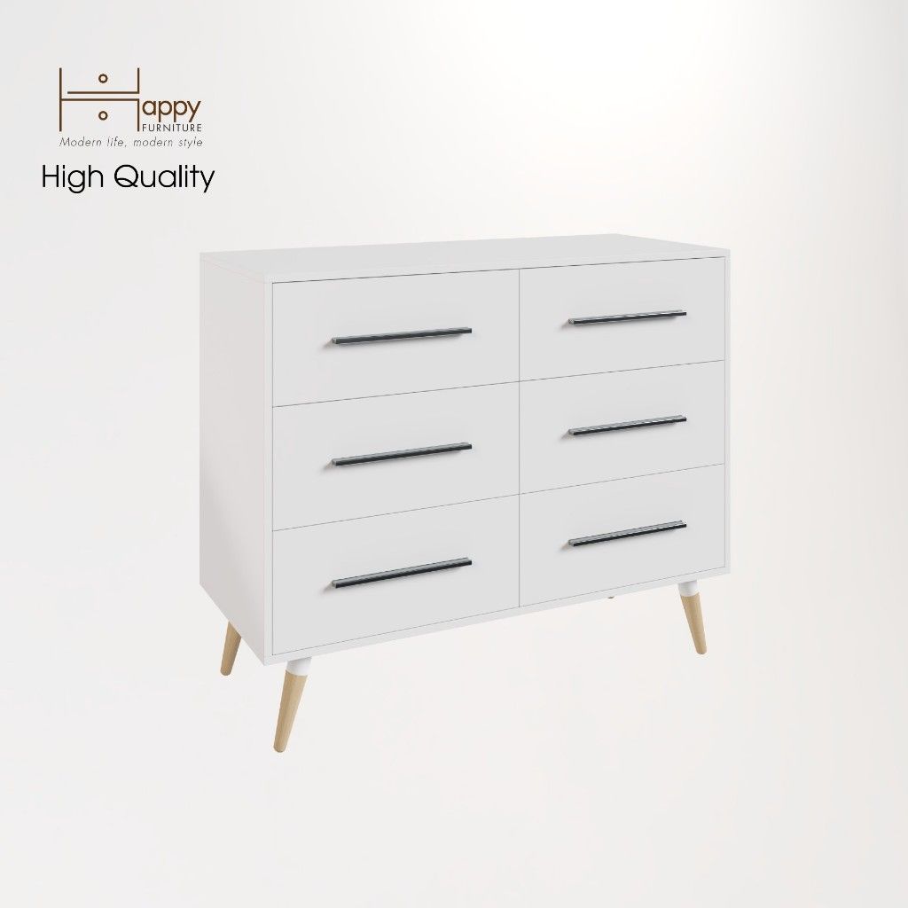 HAPPY FURNITURE , Tủ đựng đồ 6 ngăn chân gỗ chéo - OSRI , THK_026 , 120cm x 50cm x 100cm