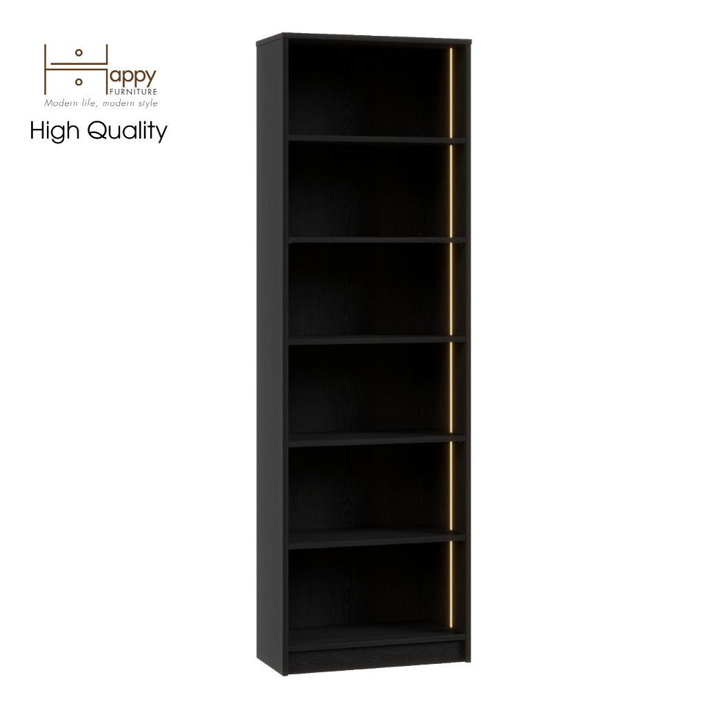 HAPPY FURNITURE , kệ sách 6 tầng tích hợp đèn LED - CATY , KSA_002_LED , 60cm x 28cm x 189cm