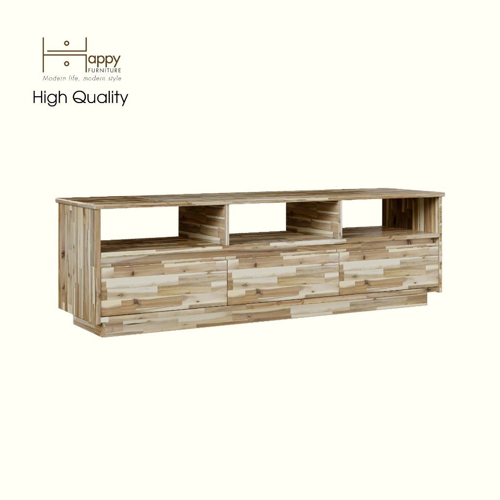 HAPPY FURNITURE , Gỗ tự nhiên , Kệ TV 3 ngăn kéo - GALI , KTV_055 , 150cm x 40cm x 46cm