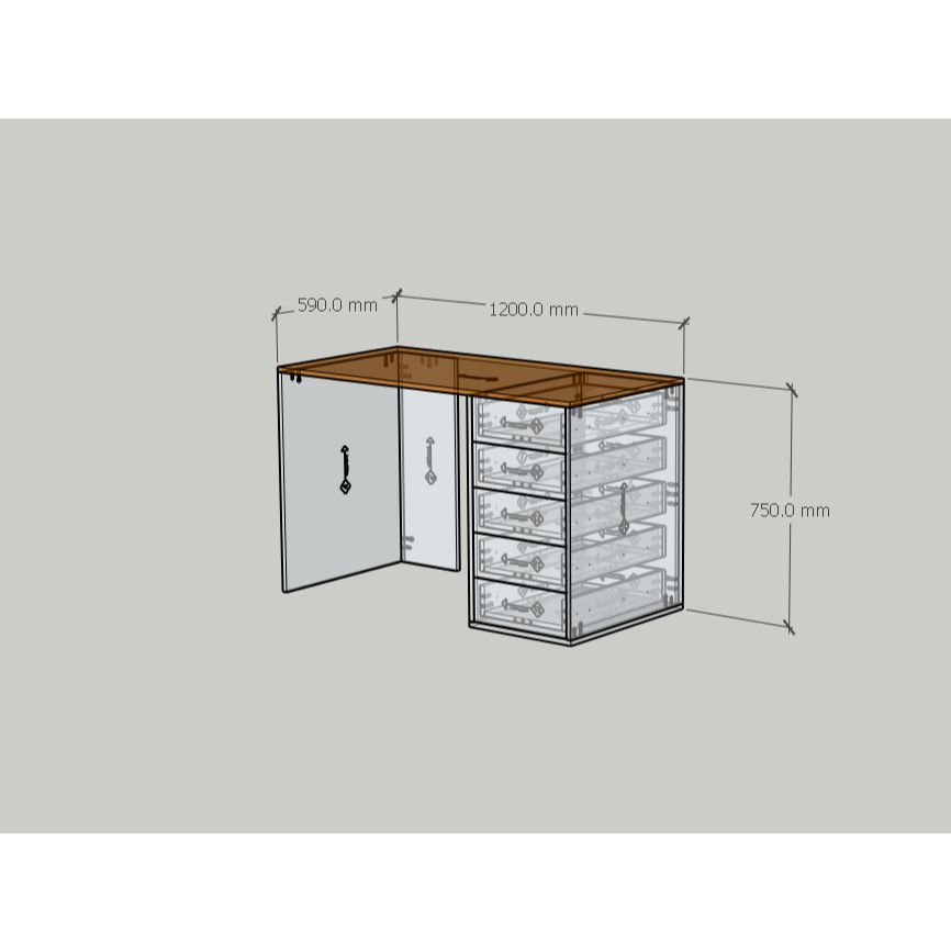 HAPPY FURNITURE , Bàn làm việc 5 ngăn kéo - SAFA , BAN_162 , 120cm x 59cm x 75cm DxRxC