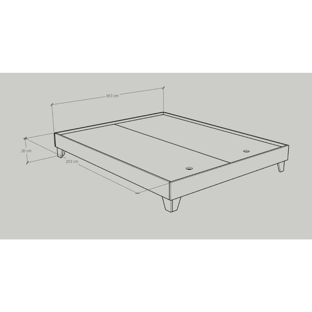 Giường ngủ 1m6x2m màu XÁM TRẮNG, MDF chống ẩm - KINA ,GNG_066, 204x163X28cm (dài x rộng x cao)