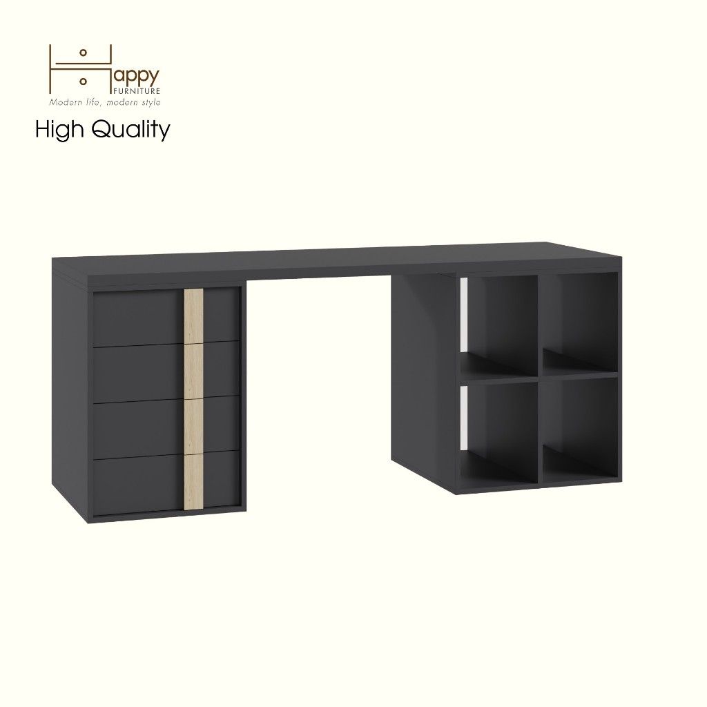 HAPPY FURNITURE , Bàn làm việc 4 ngăn kéo - SPACE, BAN_146 , 180cm x 59cm x 75cm DxRxC